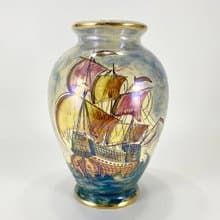 復古花瓶與帆船|比利時瓷瓶|五顏六色的花瓶