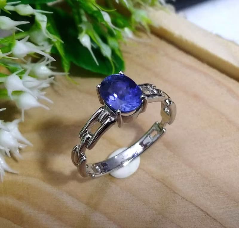 Natural blue sapphier ring silver sterling ring wedding size 7.0 free resize