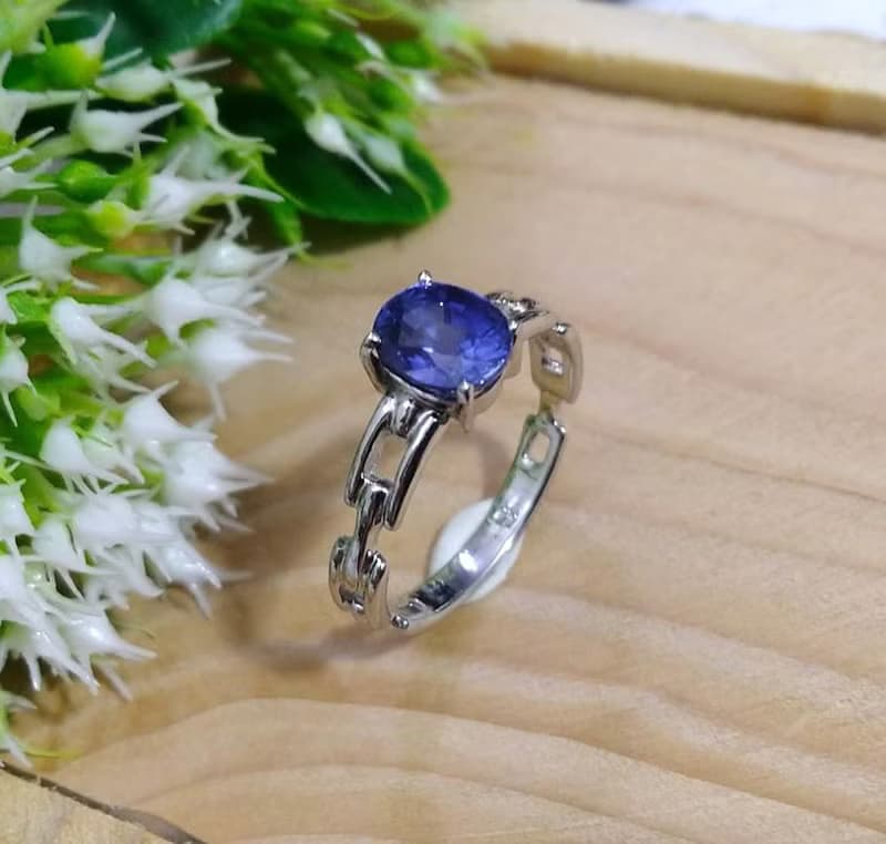 Natural blue sapphier ring silver sterling ring wedding size 7.0 free resize