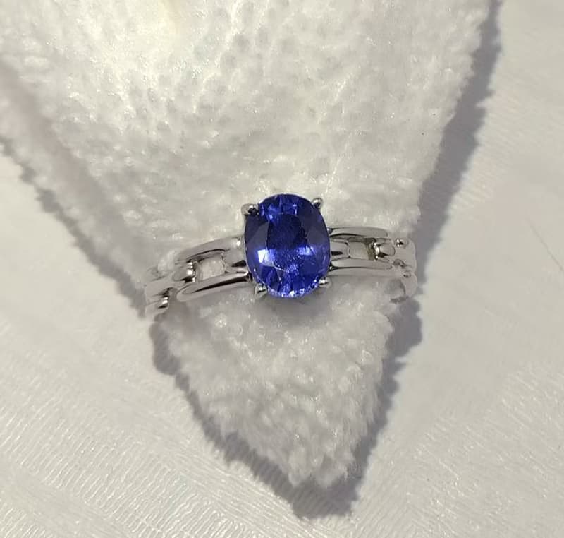 Natural blue sapphier ring silver sterling ring wedding size 7.0 free resize