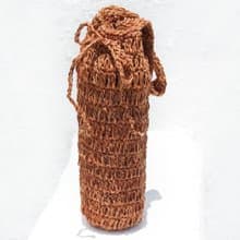 手工麻繩水壺袋/手工麻線水壺袋/保溫瓶袋/飲料提袋-棉麻橘色(大)