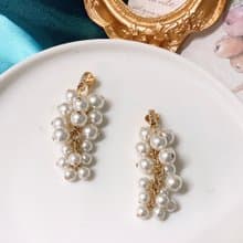 【西洋古董飾品】Emmons 優美大小果實珍珠串 晃動不規則 耳環耳