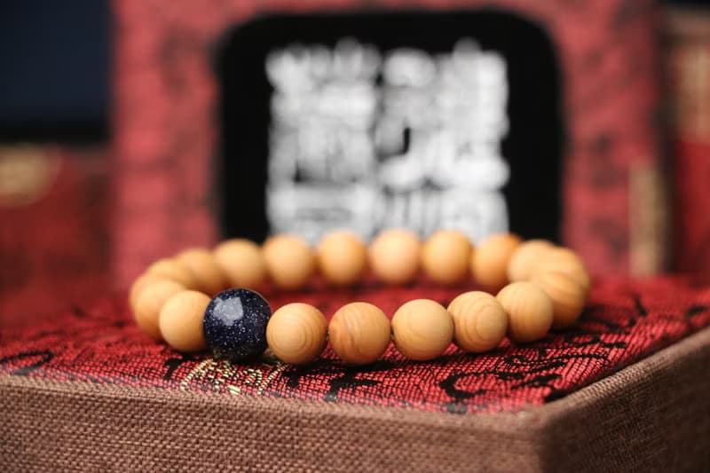 太行崖柏手珠 8mm 藍砂石隔珠 母親節禮物 串珠設計 手串 木珠