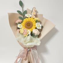 鈎針編織粉色系向日葵花束