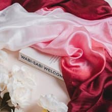 100% Mulberry Silk Scarf – Hand Dyed, Lightweight,Burgundy- Pink Ombre