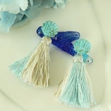 美人魚的藍貝殼彷古串珠 流蘇耳環2way 溫柔自然