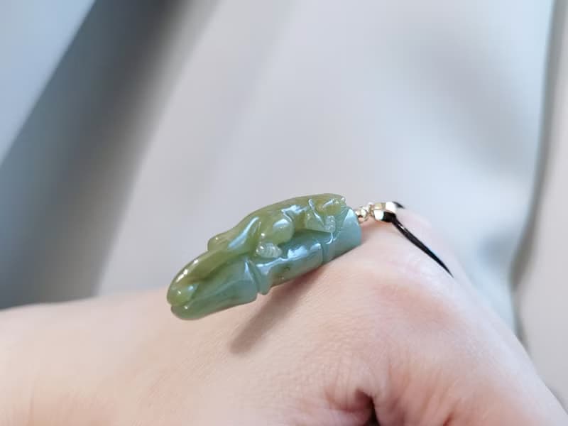 【親翠】天然翡翠 可愛草龍竹節特色項鍊 畢業禮物