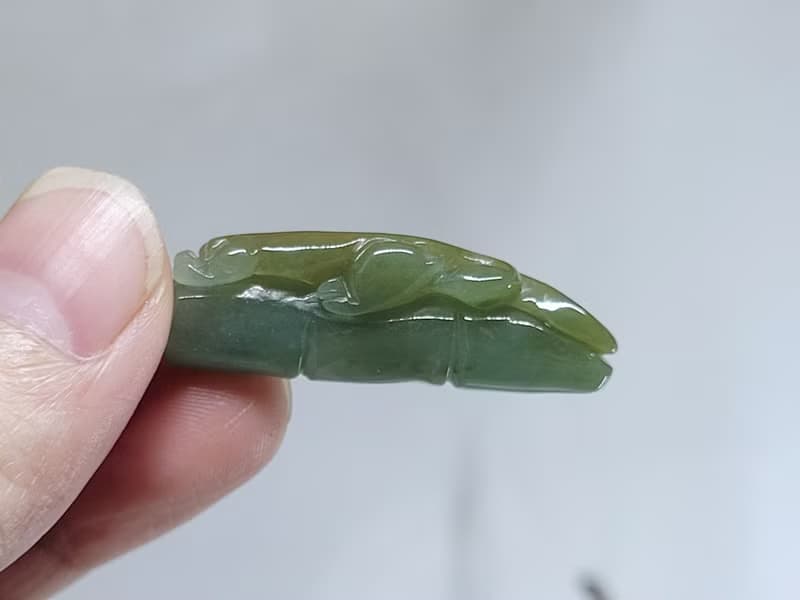 【親翠】天然翡翠 可愛草龍竹節特色項鍊 畢業禮物