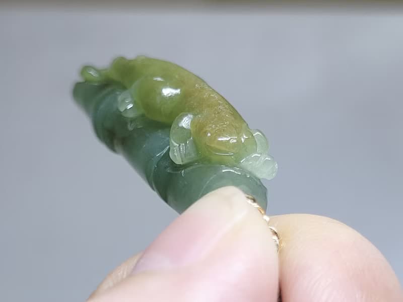 【親翠】天然翡翠 可愛草龍竹節特色項鍊 畢業禮物