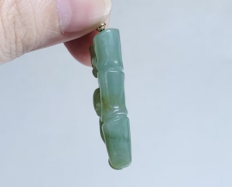 【親翠】天然翡翠 可愛草龍竹節特色項鍊 畢業禮物