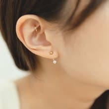 星懸 925純銀鍍18k金 簡約單鑽耳環