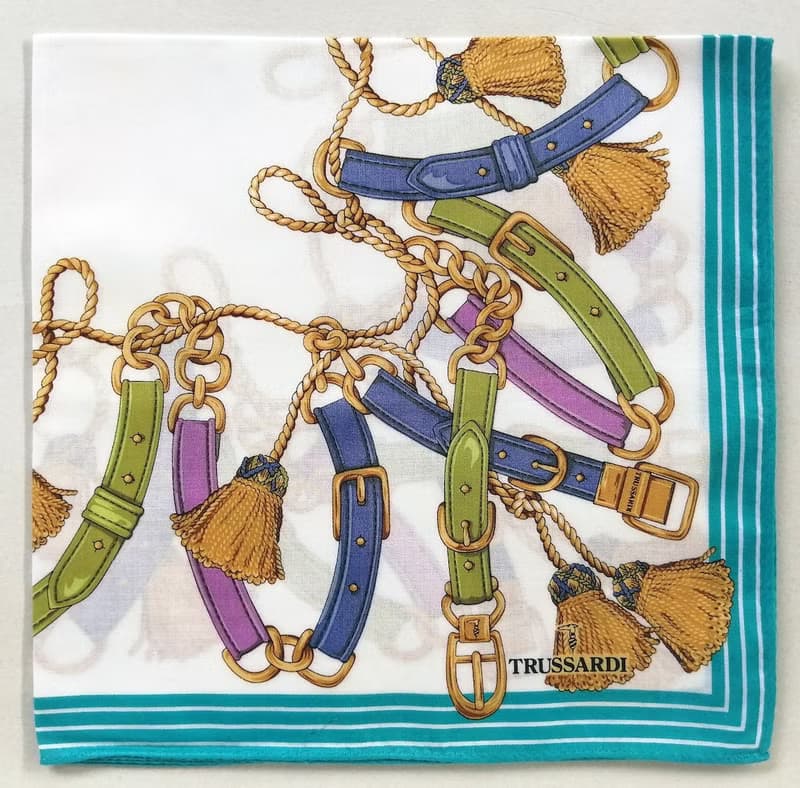 Trussardi Vintage Scarf Gold Chain and Belt 20 x 19.5 inches