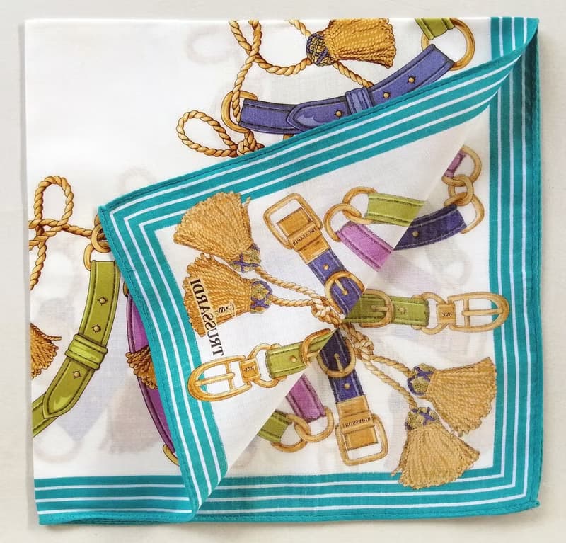 Trussardi Vintage Scarf Gold Chain and Belt 20 x 19.5 inches