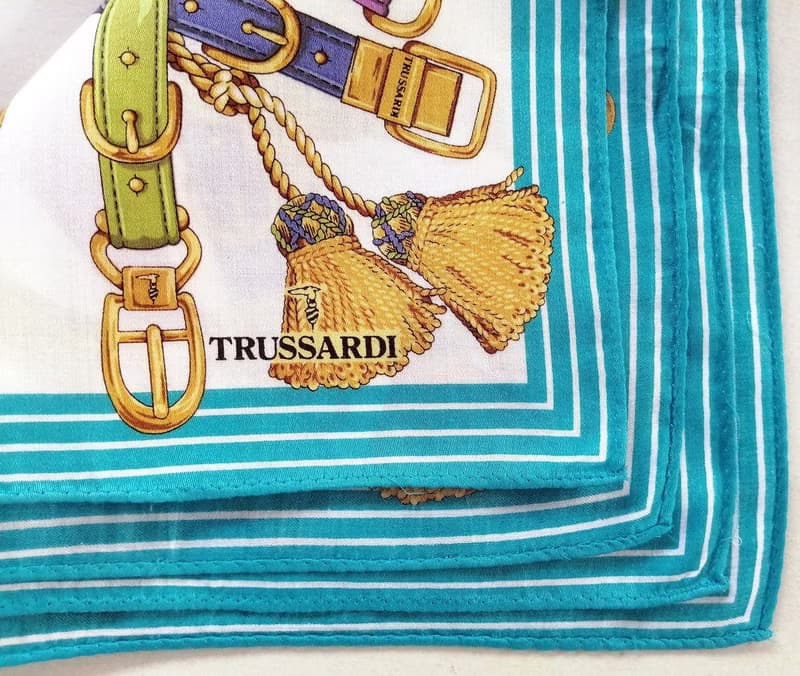 Trussardi Vintage Scarf Gold Chain and Belt 20 x 19.5 inches