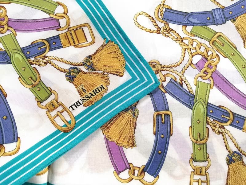 Trussardi Vintage Scarf Gold Chain and Belt 20 x 19.5 inches