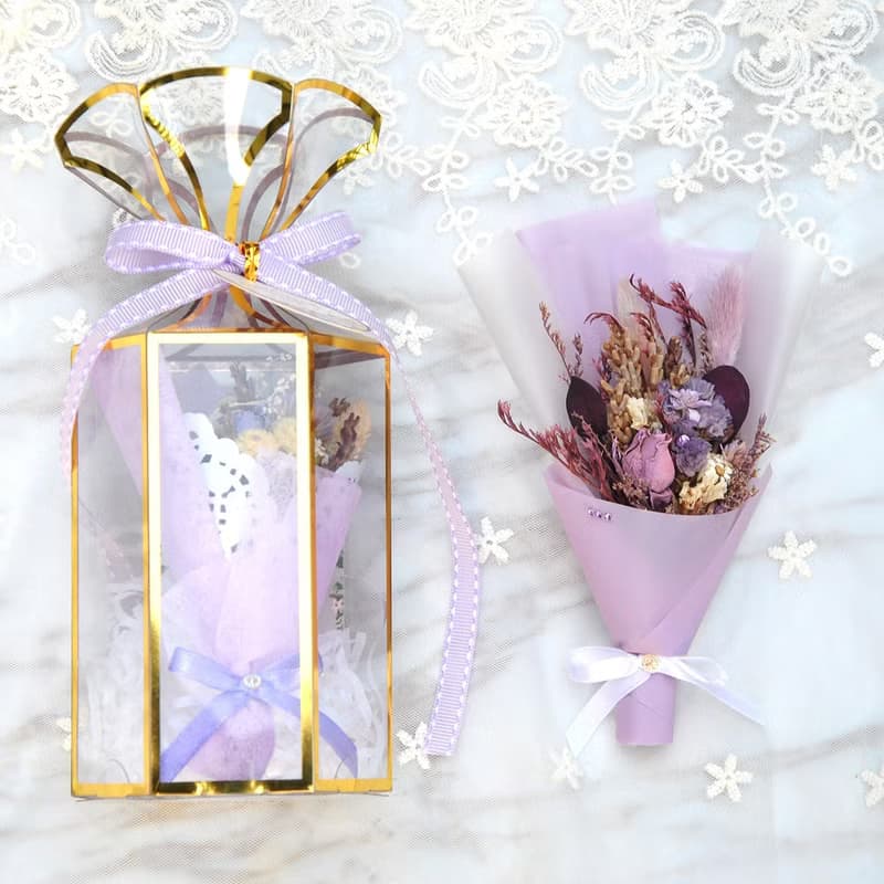 迷你乾燥花束禮盒(中)-神祕紫 婚禮小物 聖誕禮物