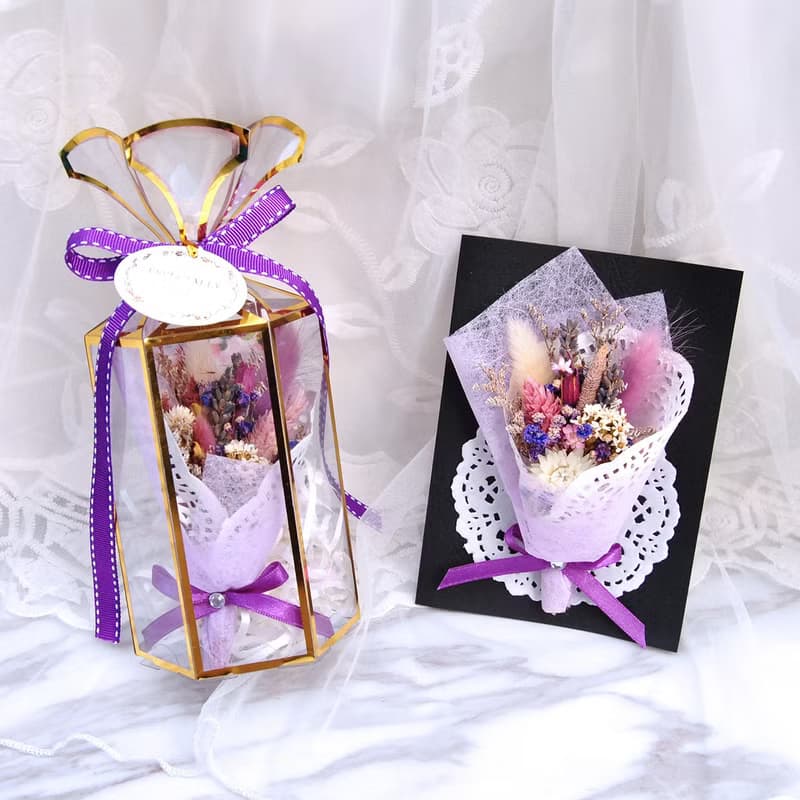 迷你乾燥花束禮盒(中)-神祕紫 婚禮小物 聖誕禮物