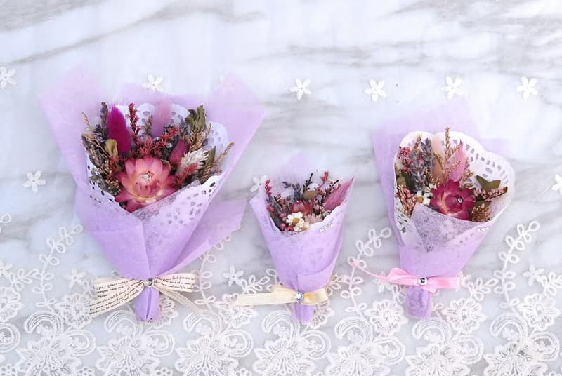 迷你乾燥花束禮盒(中)-神祕紫 婚禮小物 聖誕禮物