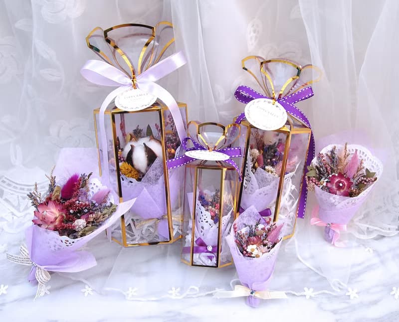 迷你乾燥花束禮盒(中)-神祕紫 婚禮小物 聖誕禮物
