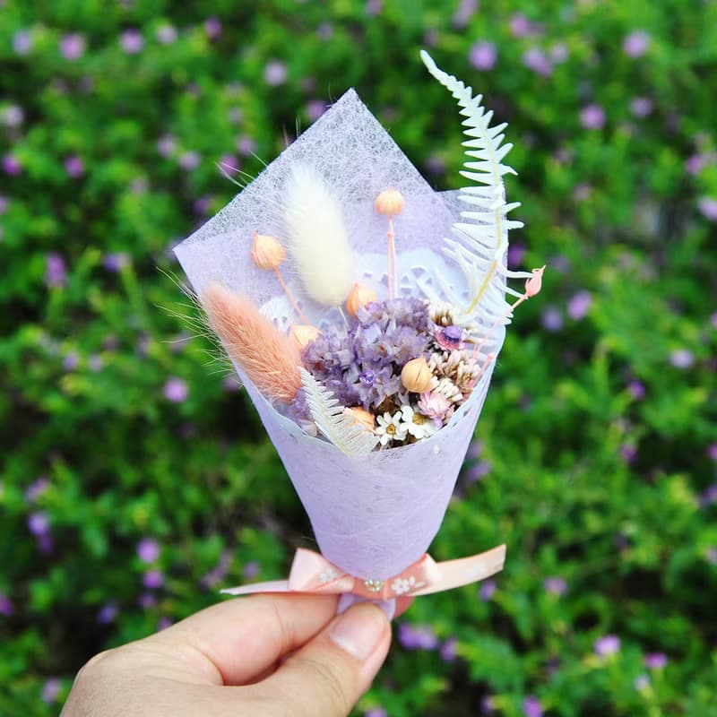 迷你乾燥花束禮盒(中)-神祕紫 婚禮小物 聖誕禮物