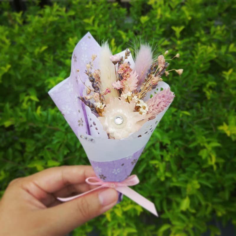 迷你乾燥花束禮盒(中)-神祕紫 婚禮小物 聖誕禮物