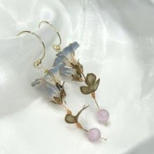 【藍色牽牛花 - 水晶花耳環】花言日和 九月生日系列
