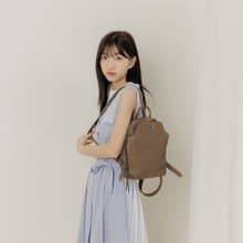 supportingrole 真皮休閒實用精緻風格後背包 灰褐色