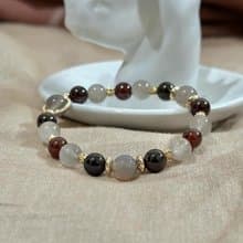 煙紫瑪瑙 灰兔毛 石榴石 水晶手鍊/ 自信魅力 平衡身心
