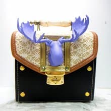 TIMBEE LO 手製 蕾絲 米色 黑底 紫色 馴鹿頭 裝飾迷你小手袋 包包 復古手柄