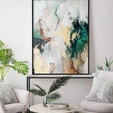 Green Gold Painting |  Green Gold Abstract | Green Gold Wall Art | Green Flow 4