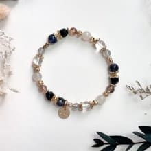 專注自律 菫青石 黑曜石 月光石 白水晶 拉長石 天然水晶手鏈