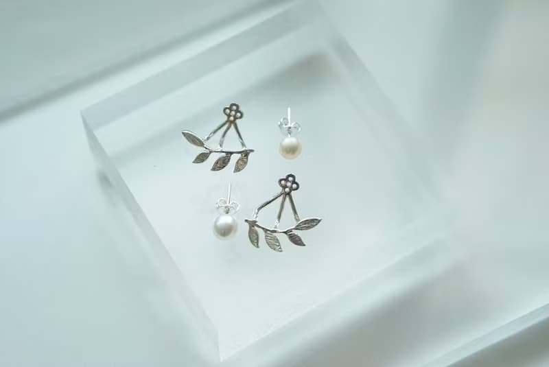 Fern Collection－蕨葉珍珠925純銀兩用耳環