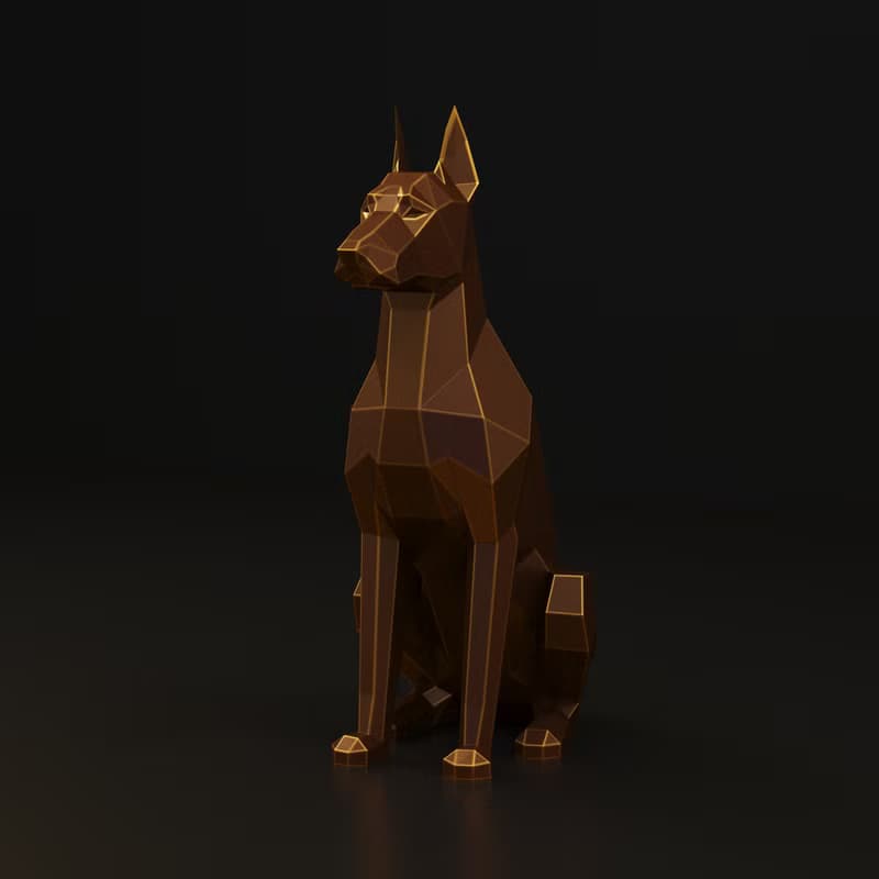 【數位】Sitting Doberman Metal Papercraft