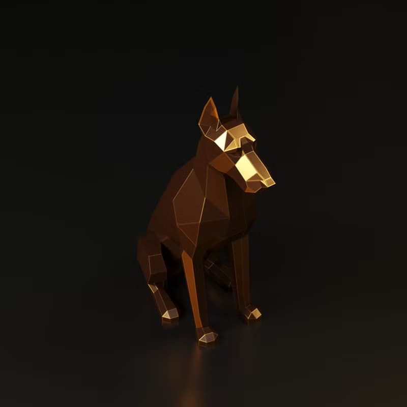 【數位】Sitting Doberman Metal Papercraft