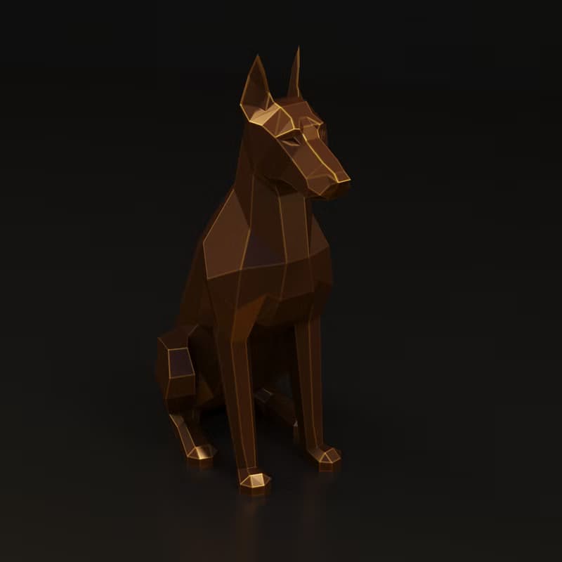 【數位】Sitting Doberman Metal Papercraft