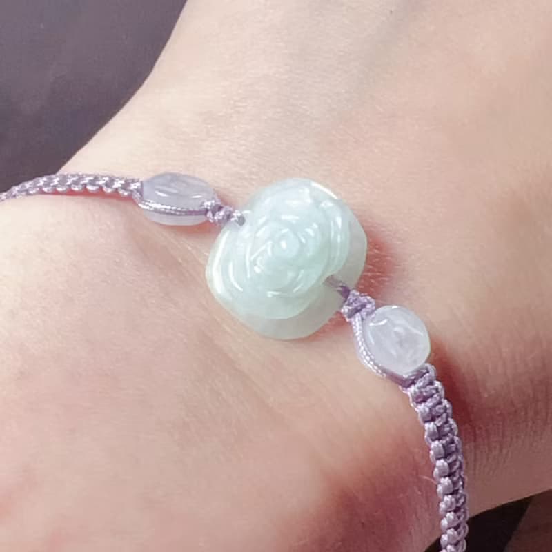 冰種翡翠花花編織手鍊 | 天然緬甸玉A貨翡翠 | 送禮
