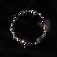 逐夢者 l 紫水晶火山岩黑髮晶手鍊 C1719