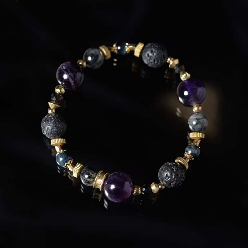 逐夢者 l 紫水晶火山岩黑髮晶手鍊 C1719