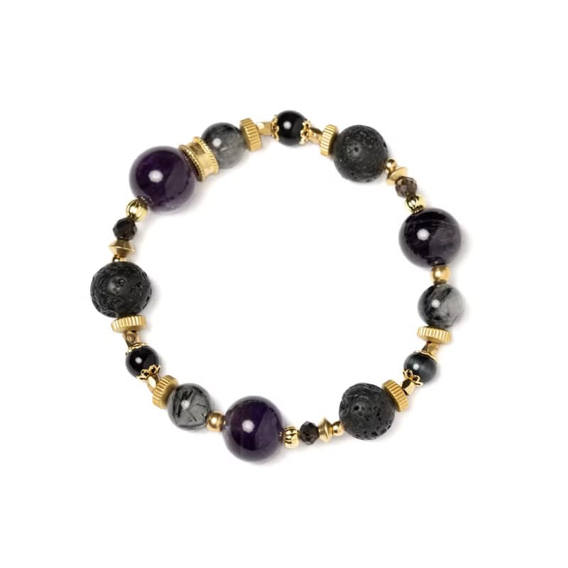 逐夢者 l 紫水晶火山岩黑髮晶手鍊 C1719