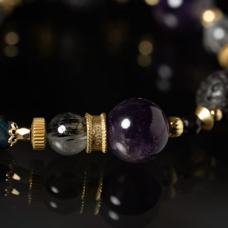 逐夢者 l 紫水晶火山岩黑髮晶手鍊 C1719