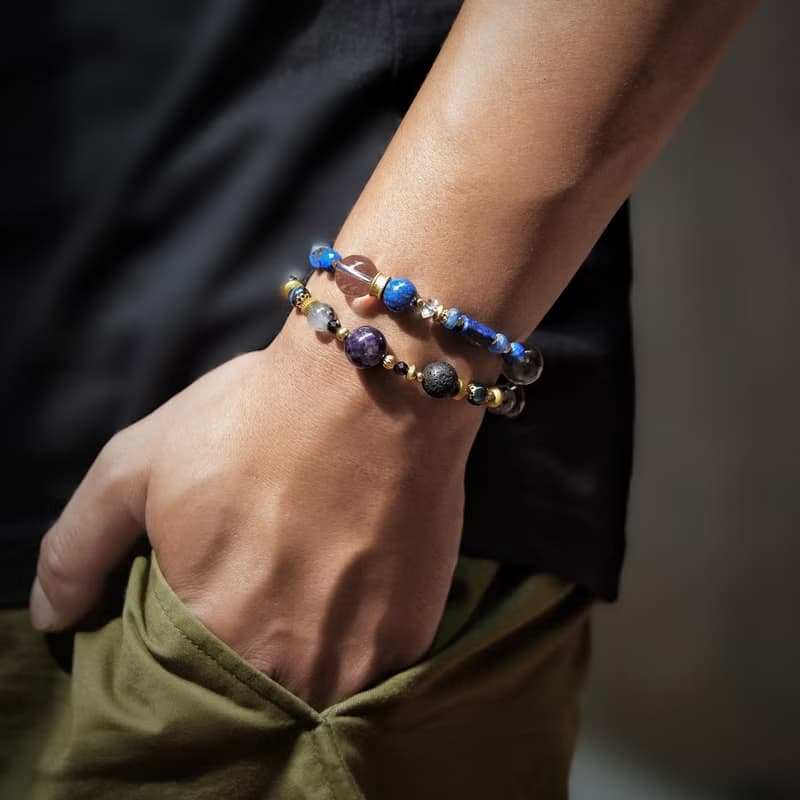 逐夢者 l 紫水晶火山岩黑髮晶手鍊 C1719