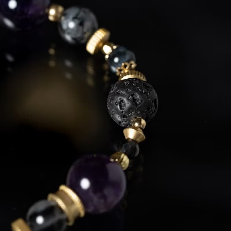 逐夢者 l 紫水晶火山岩黑髮晶手鍊 C1719