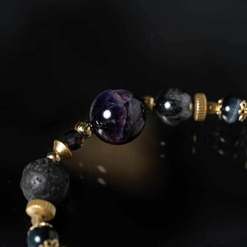 逐夢者 l 紫水晶火山岩黑髮晶手鍊 C1719