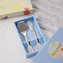 saluton! bebo Baby Cutlery 2pcs Gift Set Present Spoon Feeding Cute Japan