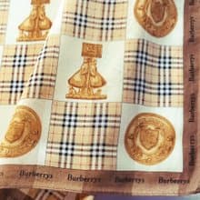 Burberry Vintage Scarf Shield Check Pattern 23 x 22.5 inches.