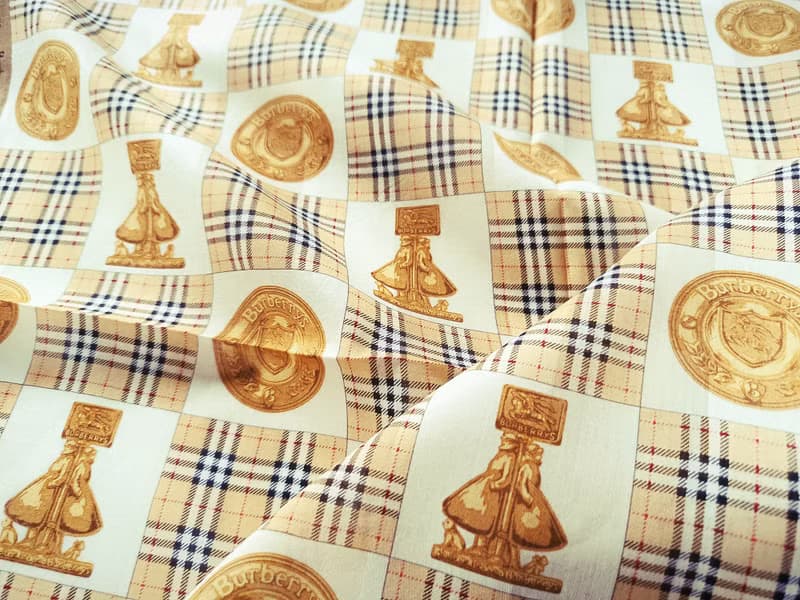 Burberry Vintage Scarf Shield Check Pattern 23 x 22.5 inches.