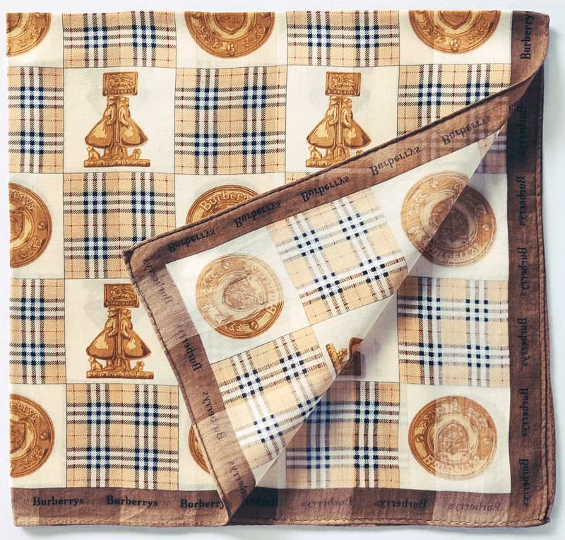 Burberry Vintage Scarf Shield Check Pattern 23 x 22.5 inches.