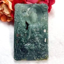 多寶晶石/天然翡翠A貨乘龍觀音/龍頭觀音/雙彩翡翠/藍水觀音/精工