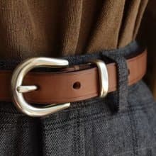 銀色針扣皮帶 女款腰帶 頭層植鞣牛皮 19mm 母親節禮物