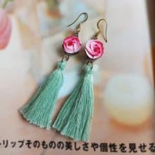 玫瑰花耳環 線耳環 流蘇耳環 布花耳環  EAR-040